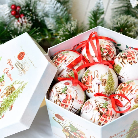 Palle Di Natale In Schiuma Ornamenti Festivi Appesi Con Confezione Regalo Per Decorazione Albero Disegni Babbo Natale Renna