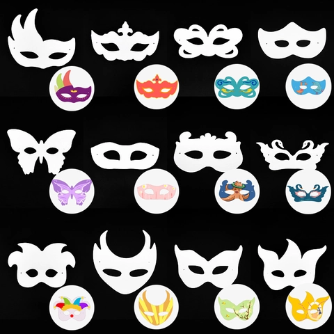 DIY Paper Pulp Masks Unpainted Blank Hand Painted Graffiti Masquerade Halloween Party Decoration For Kids Adults