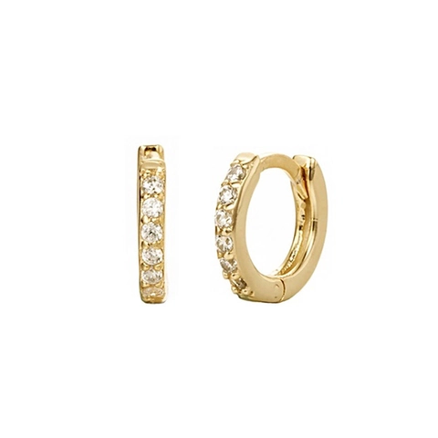 Boucles D'oreilles Huggie Hoop Zircon Incrusté Cuivre Petit Cercle Style Minimaliste Pour Femmes Bijoux