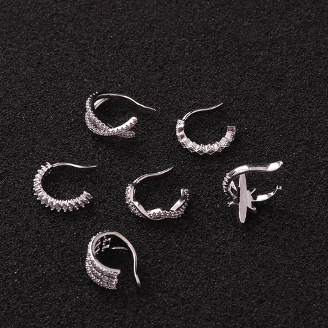 Cubic Zirconia U Shaped Ear Cuffs Non Piercing Silver Plated Copper Cartilage Clip On Earrings Fashion Women Jewelry Novelty