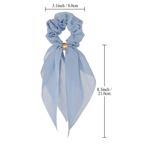 Chiffon Band Scrunchies Mit Goldener Metallschnalle Gestreifte Schleife Streamer Haargummis Elegante Französische Ponytail Halter Damen Haarschmuck