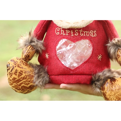 Christmas Candy Gift Bags Burlap Plush Santa Snowman Reindeer Round Bottom Zipper Transparent Heart Window Festive Decor