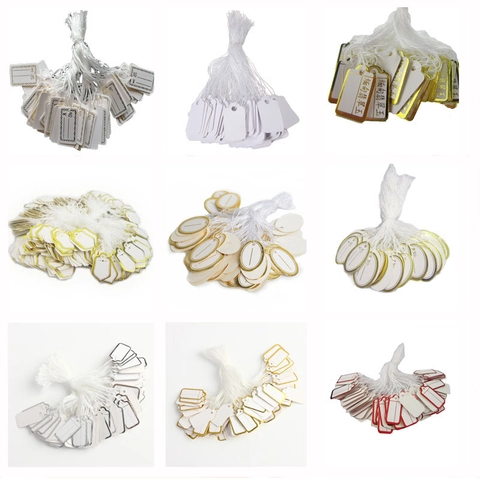 Jewelry Price Tags Paper Card Labels With Cotton String For Marking Display Blank Hanging Tags