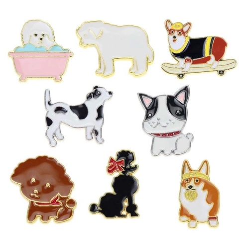 Cute Cartoon Dog Enamel Pin Zinc Alloy Puppy Brooch For Women Kids Backpack Clothing Bag Decorative Badge Jewelry Accessory