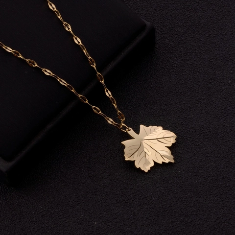 Collana Con Pendente Foglia Di Acero Acciaio Al Titanio Placcato Oro Rosa Catena Minimalista Gioielli Moda Donna