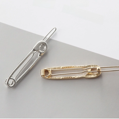 Barrette À Cheveux En Forme D'Épingle De Sûreté En Alliage Minimaliste Épingles À Cheveux Métalliques Brillantes