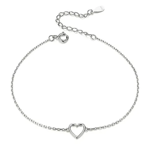 Bracciale Regolabile In Argento Sterling 925 Con Ciondolo A Cuore Vuoto O Croce In Zirconia Cubica Stile Minimal Donna