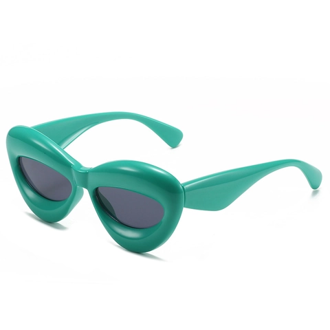 Lunettes De Soleil Rétro Chunky Cat Eye Femmes Oversized PC Frame AC Lens UV400 Protection Street Fashion Lip Shaped