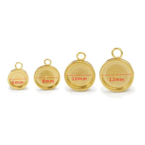 Stainless Steel Round Pendant Bezel Trays Blank Cabochon Base Settings For DIY Jewelry Making