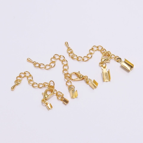 Cierre De Langosta De Hierro Cadena Extensión Y Terminales Cordón Pinzas Cinta Para Fabricación Joyas Collar Pulsera