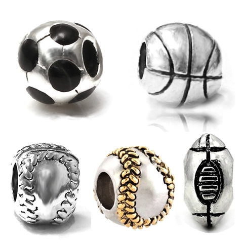 Sports Ball Charms Football Basketball Baseball Rugby Alloy Beads For DIY Jewelry Bracelet Making Rhinestone Enamel Decor