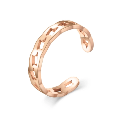 Minimalist Stainless Steel Open Adjustable Ring For Women Men Korean Style Geometric Hollow Diamond Coin Finger Ring