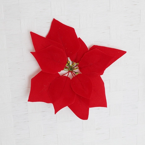 Künstliche Weihnachtsstern Blumen Samt Satinnstoff Realistische Weihnachtsbaum Kranz Feiertag Dekoration