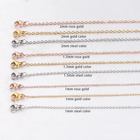 Stainless Steel Chain Necklace With Double Lobster Clasps Square Link For Eyewear Mask Lanyard Polished Jewelry Findings