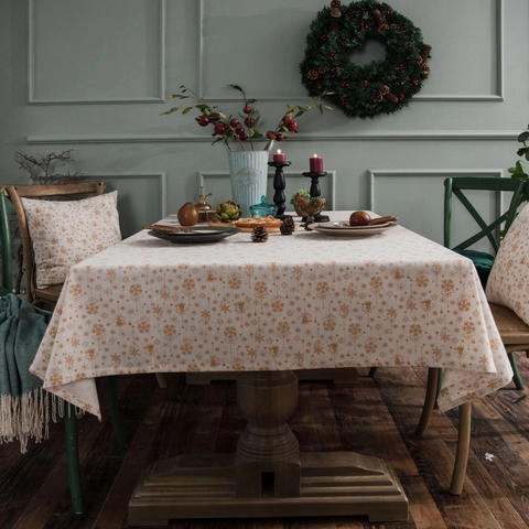 Kerst Bronzing Tafelkleed Katoen Linnen Mix Rechthoekig Eettafel Cover Met Goud Sneeuwwitje Bel Patronen Voor Home Party Decoratie