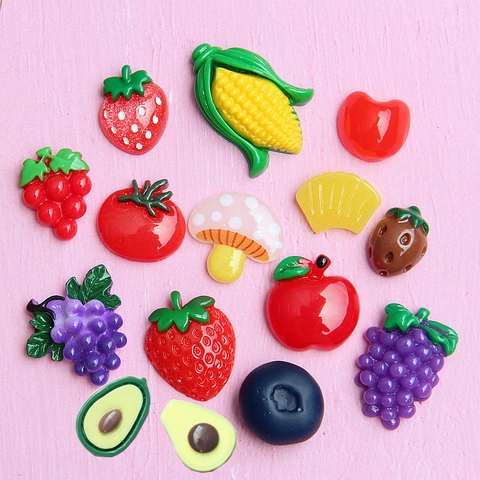 DIY Fruit Vegetable Resin Accessories Flatback Simulation Mini For Jewelry Making Phone Case Decor Scrapbooking