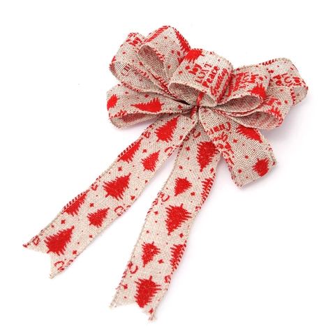 Noeuds Décoratifs De Noël Ornement En Toile De Jute Imprimé Pour Couronne De Sapin De Noël Style Rustique Vintage