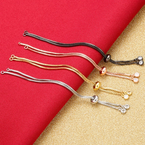 Componente Per Bracciale A Catena Box Regolabile Rame Chiusura A Scorrimento Zirconia Per Creazione Gioielli DIY