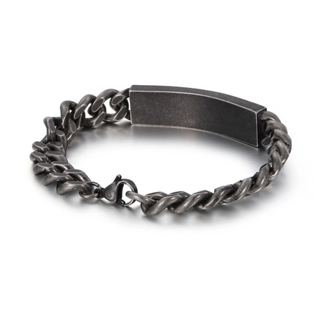 Bracciale Da Uomo In Acciaio Inossidabile 316L Retro Punk Catena Barbazzale Con Piastra Metallica Croce E Preghiera