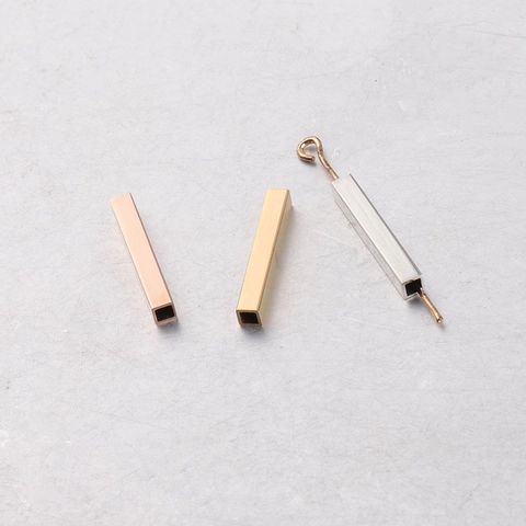 Cuentas Espaciadoras De Tubo Rectangular Hueco Acero Inoxidable 304 Pulido Espejo Tubo Largo Accesorios Joyería DIY