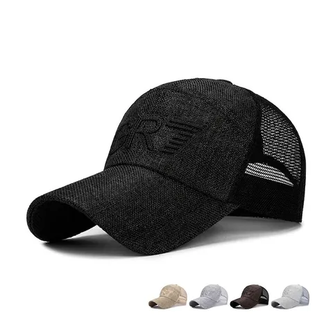 Mesh Honkbalpet Lange Rand Ademend Zonbescherming Outdoor Sport Verstelbaar Trucker Hat Borduurwerk Voor Heren