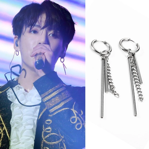 Stainless Steel Hoop Earrings With Cross Spike Chain Dangle Punk Hip Hop Style Jewelry For Men And Women