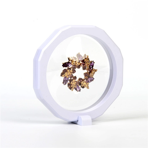 Octagonal 3D Floating Display Frame PE Film Suspension Box For Jewelry Coins Specimens Dustproof Transparent Plastic Holder