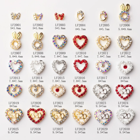 Ciondoli Unghie Cuore Fiocco Lega Strass Perla Artificial Design Cavo 3D Decorazione DIY Per Manicure Regalo Romantico