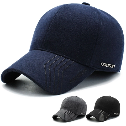 Berretto Da Baseball Invernale Da Uomo Con Paraorecchie Cappello Di Lana Caldo Per Papà All'Aperto Antivento Regolabile
