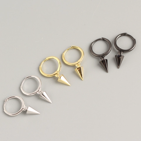 Orecchini A Cerchio In Argento Sterling 925 Con Pendente A Punta Conica Gioielli Punk Geometrici Minimalisti Da Donna