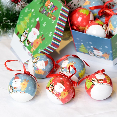 Palle Di Natale In Schiuma Ornamenti Festivi Appesi Con Confezione Regalo Per Decorazione Albero Disegni Babbo Natale Renna