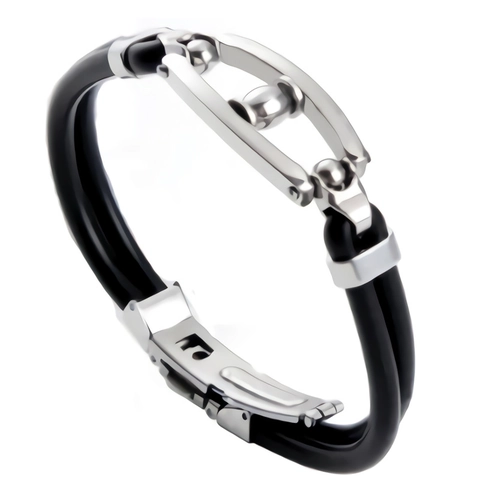 Stainless Steel And Silicone Bracelet Couple Jewelry Mirror Polishing Geometric Style For Men Women