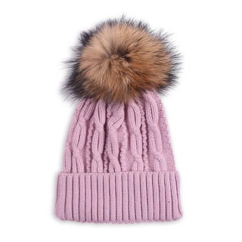 Kinder Winter Gebreide Muts Met Bontpompon Kabelgebreid Warm Voor Peuters Jongens Meisjes Zacht Elastisch