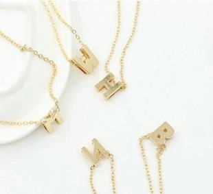 Minimalistisch Legering Initialen Letter Hanger Ketting Voor Dames Heren Goud Zilver Verguld Alfabet Sleutelbeen Ketting Sieraden