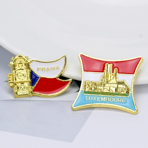 Europäische Länderflagge Wahrzeichen Brosche Legierung Emaille Abzeichen Berlin Luxemburg London Prag Souvenir Anstecknadel Für Kleidung Taschen