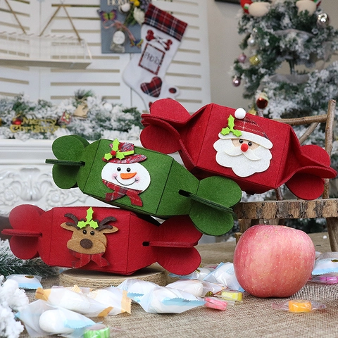 Sacchetti Regalo Per Caramelle Di Natale Feltro Tessuto Non Tessuto Babbo Natale Pupazzo Di Neve Renna Forma Di Caramella Plegabile