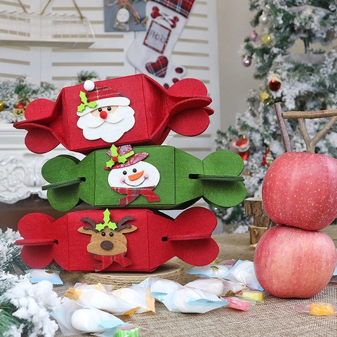 Sacchetti Regalo Per Caramelle Di Natale Feltro Tessuto Non Tessuto Babbo Natale Pupazzo Di Neve Renna Forma Di Caramella Plegabile