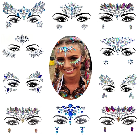 Gioielli Per Il Viso Adesivi Con Strass Cristalli Autoadesivi Per Festival Feste Rave Musica Trucco Decorazioni Per Body Art
