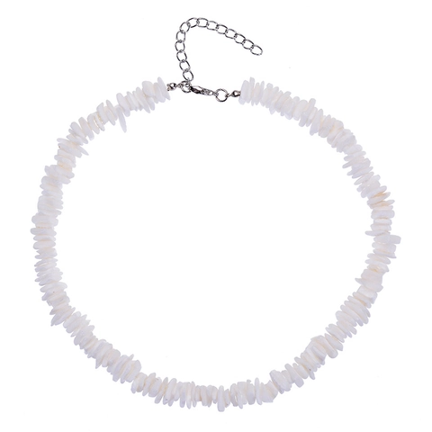 Collar Gargantilla De Fragmentos De Concha Natural Blanca Y Pulsera Ajustable Joyería De Playa Bohemia Para Mujeres