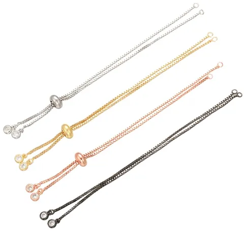 Verstellbare Box Chain Armband Komponente Kupfer Schiebeverschluss Zirkonia Für DIY Schmuckherstellung