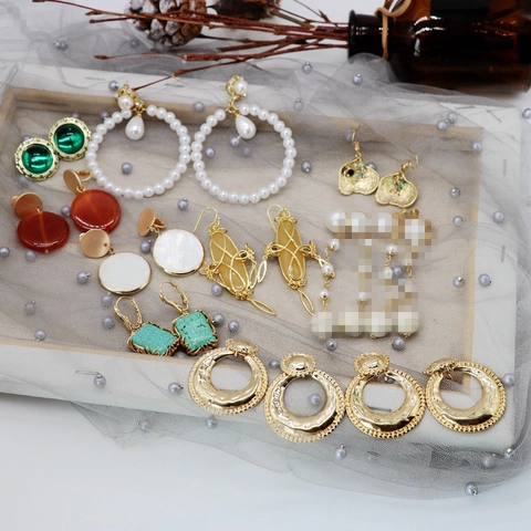 Vintage Legering Kunstparel Oorbellen Voor Dames Strass Ingelegd Geometrische Blad Druppel Oorbellen 925 Zilver Stift Sieraden