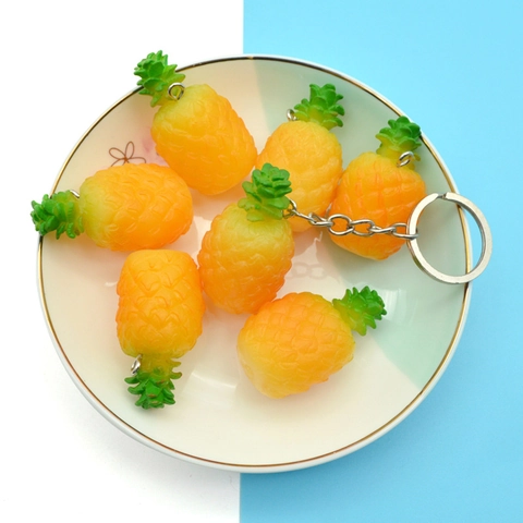 Portachiavi Di Ananas Simulazione Frutta Realistica PVC Gomma Morbida Ornamento Appeso Accessorio Per Borsa Giallo Verde