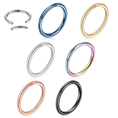 Anello Al Naso In Acciaio Inossidabile Cerchio Segmento Cerniera Clicker Septum Piercing Gioielli Circolari Per Uomini Donne Multicolore