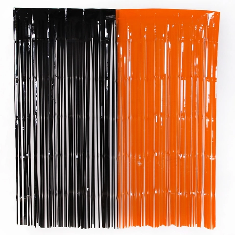 Halloween Party Fransen Vorhang Metallische Folie Tassel Hintergrund Orange Schwarz Schimmernde Foto Requisiten Tür Dekoration