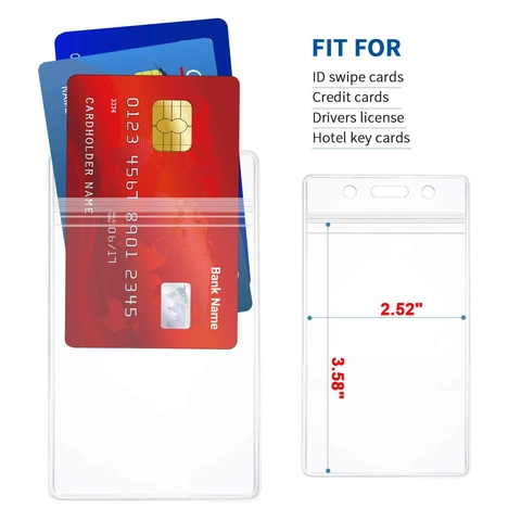 Clear ID Badge Holder PVC Waterproof Zipper Seal Name Tag Sleeve Vertical Horizontal For Office School Exhibition