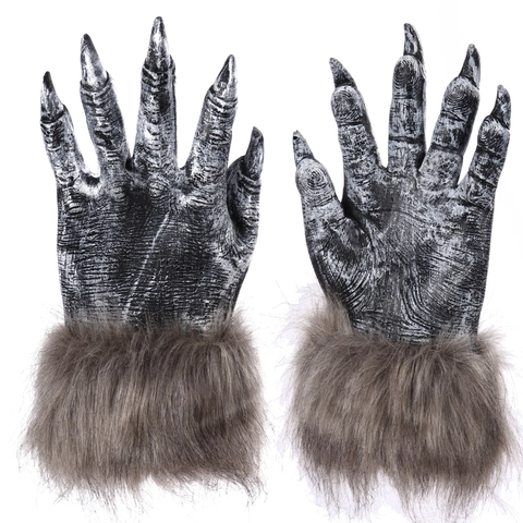 Guanti Artigli Da Lupo Mannaro Halloween Con Pelliccia Sintetica Mani Da Mostro Realistiche Per Cosplay Party Accessori Vinile