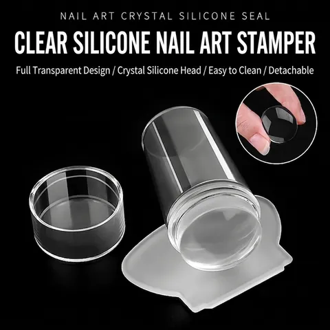 Transparent Nail Art Stamper And Scraper Silicone Head For Manicure Pattern Printing Transfer DIY Tools