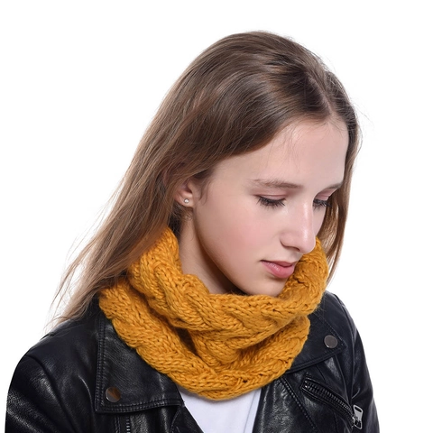Scaldacollo Donna Maglia Trecce Spessa Snood Inverno Caldo Morbido Sciarpa Infinity Autunno Aperto Accessorio
