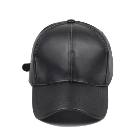 PU Leather Baseball Cap Adjustable Outdoor Sun Hat Minimalist Solid Color Retro Sport Headwear Curved Brim Unisex Fashion