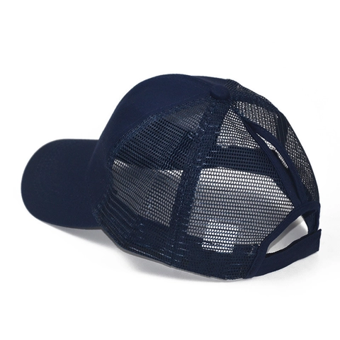 Ponytail Baseball Cap Damen Distressed Washed Baumwolle Atmungsaktives Mesh Trucker Hut Verstellbare Kopfbedeckung